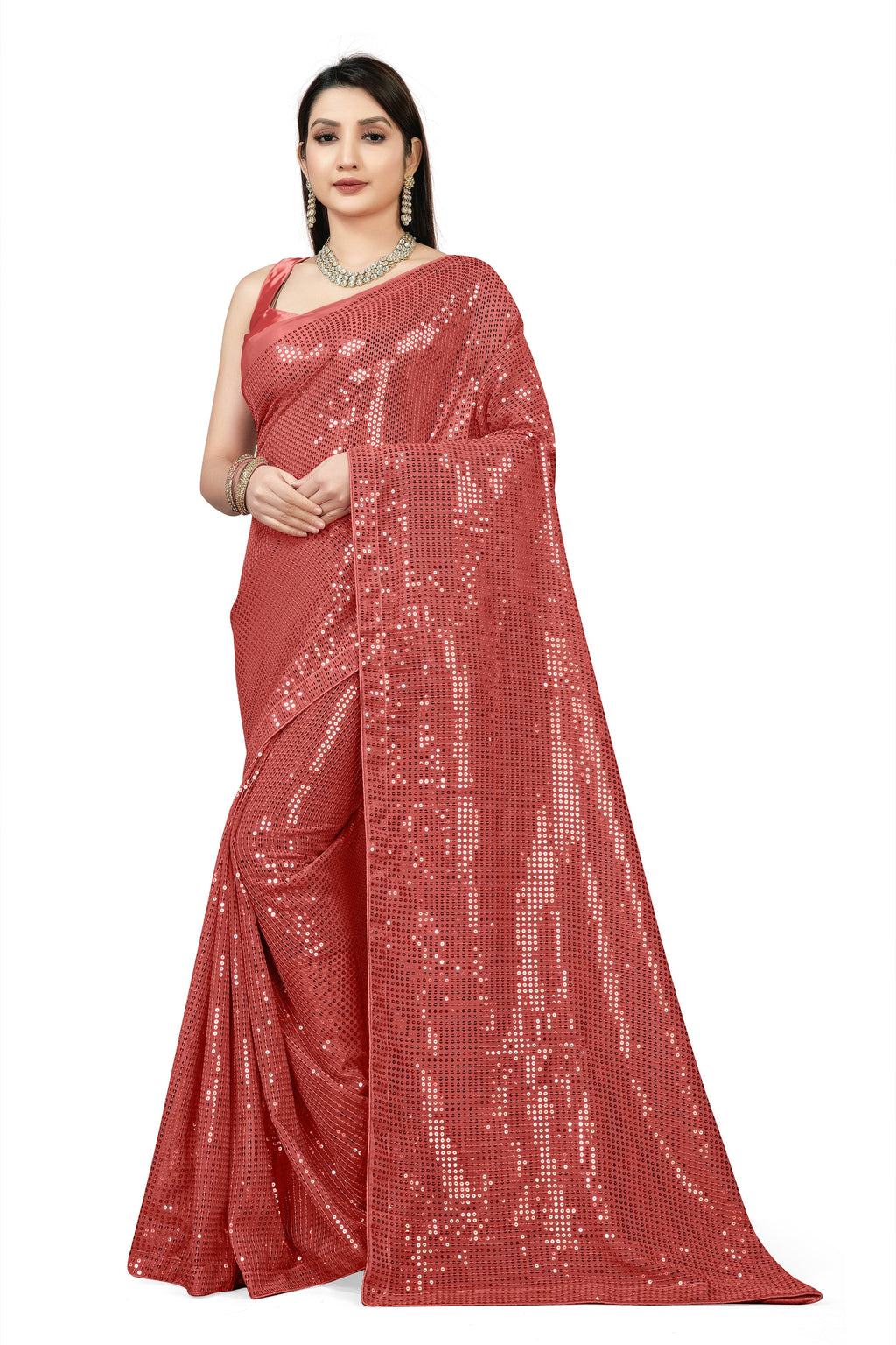 पार्टी वेयर डिजाइनर साड़ी, सीक्वेंस वर्क के साथ