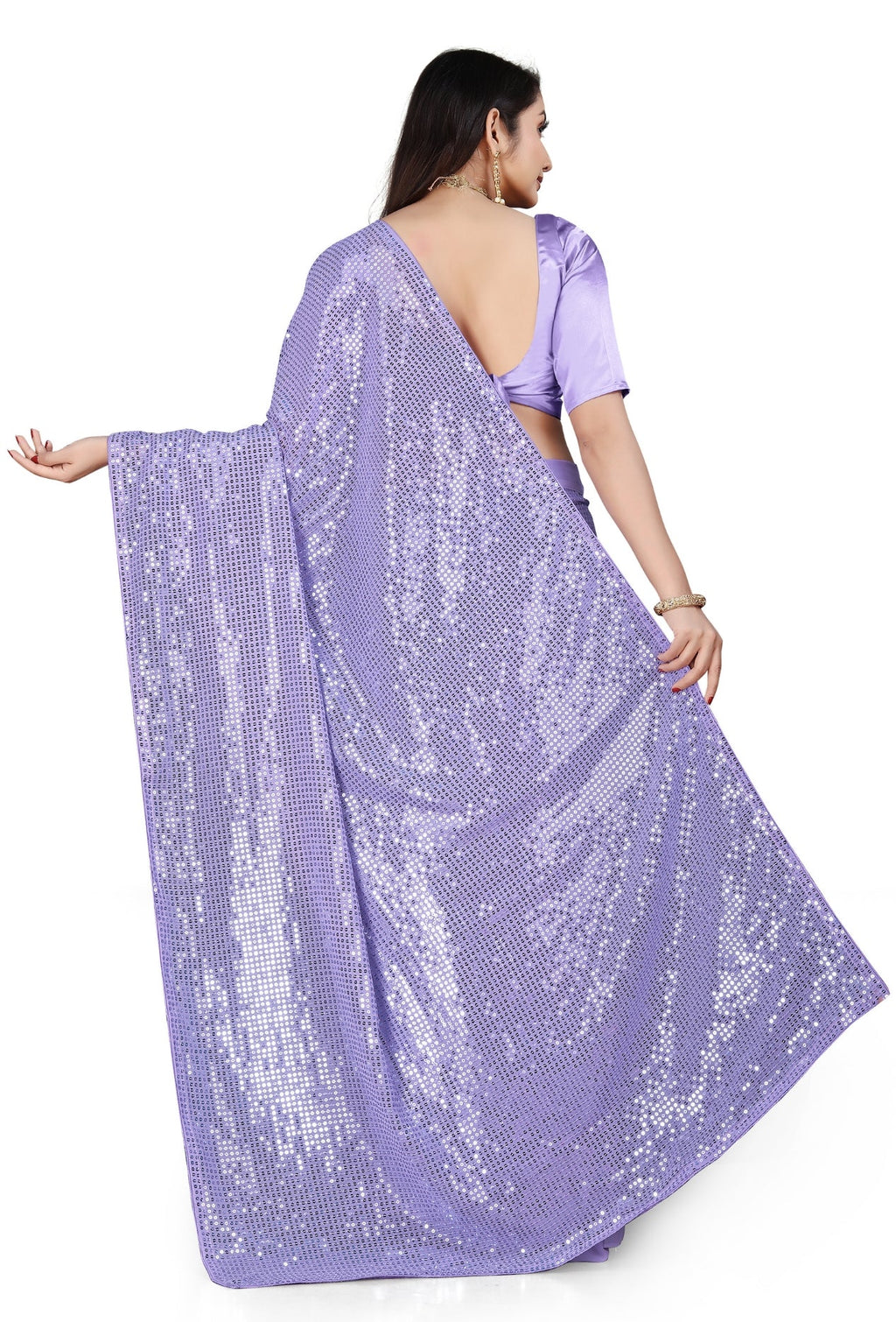 पार्टी वेयर डिजाइनर साड़ी, सीक्वेंस वर्क के साथ