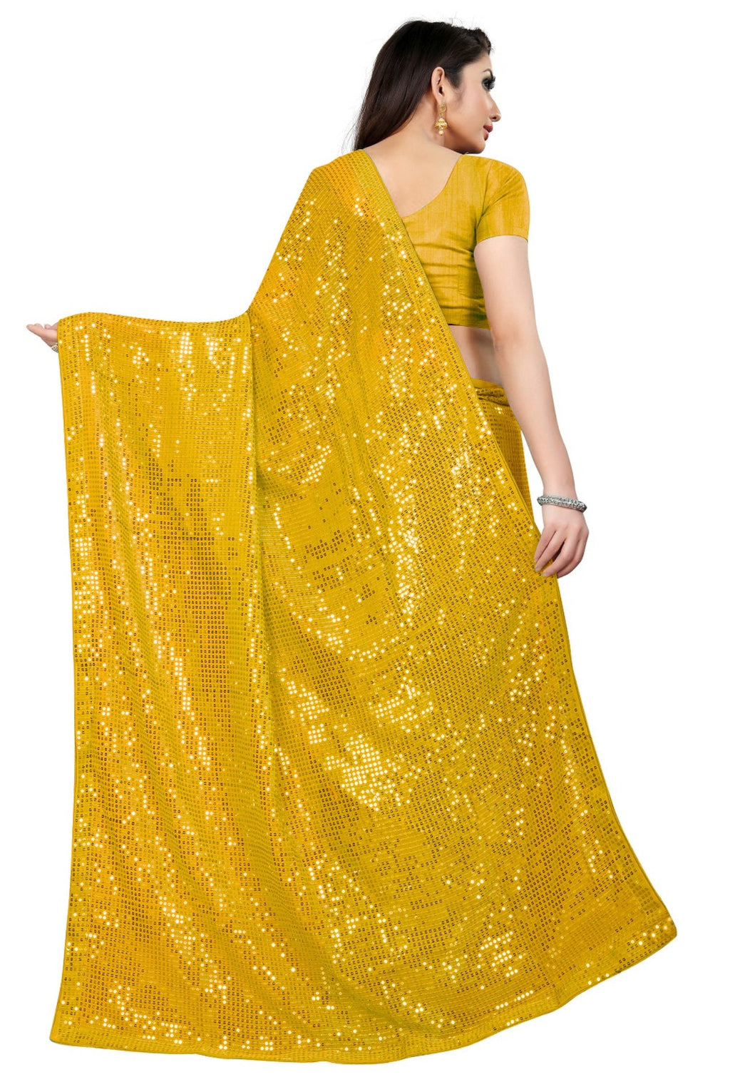 पार्टी वेयर डिजाइनर साड़ी, सीक्वेंस वर्क के साथ