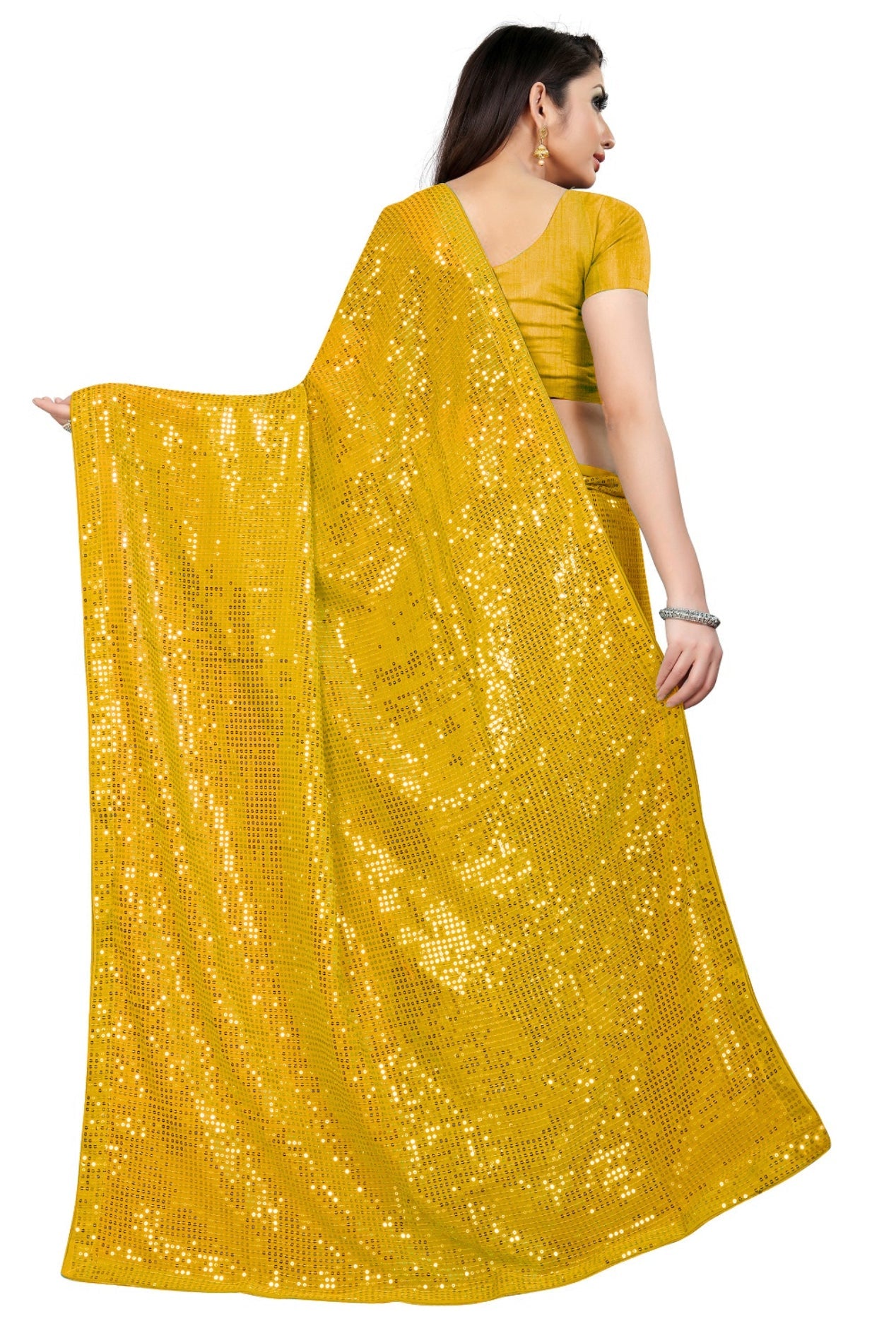 पार्टी वेयर डिजाइनर साड़ी, सीक्वेंस वर्क के साथ