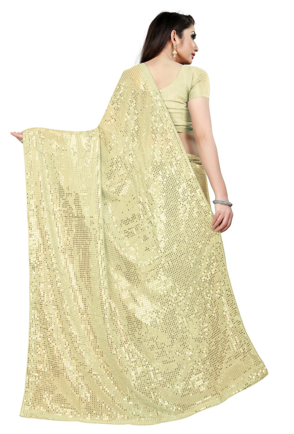 पार्टी वेयर डिजाइनर साड़ी, सीक्वेंस वर्क के साथ