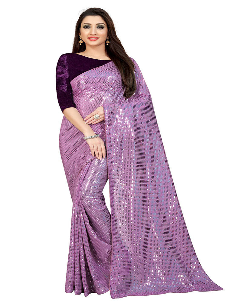 पार्टी वेयर डिजाइनर साड़ी, सीक्वेंस वर्क के साथ