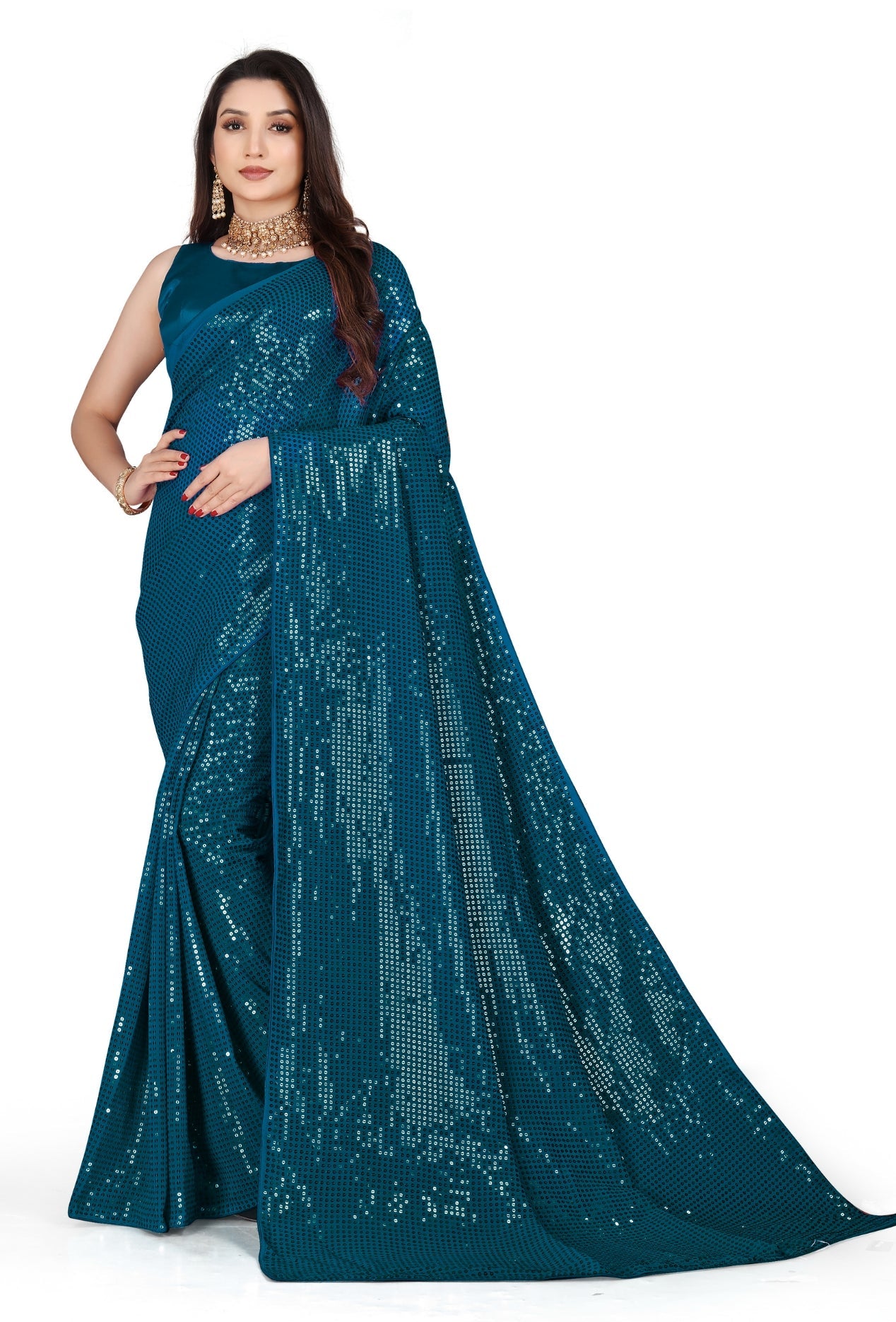 Party Wear Designer Saree With Sequence Work