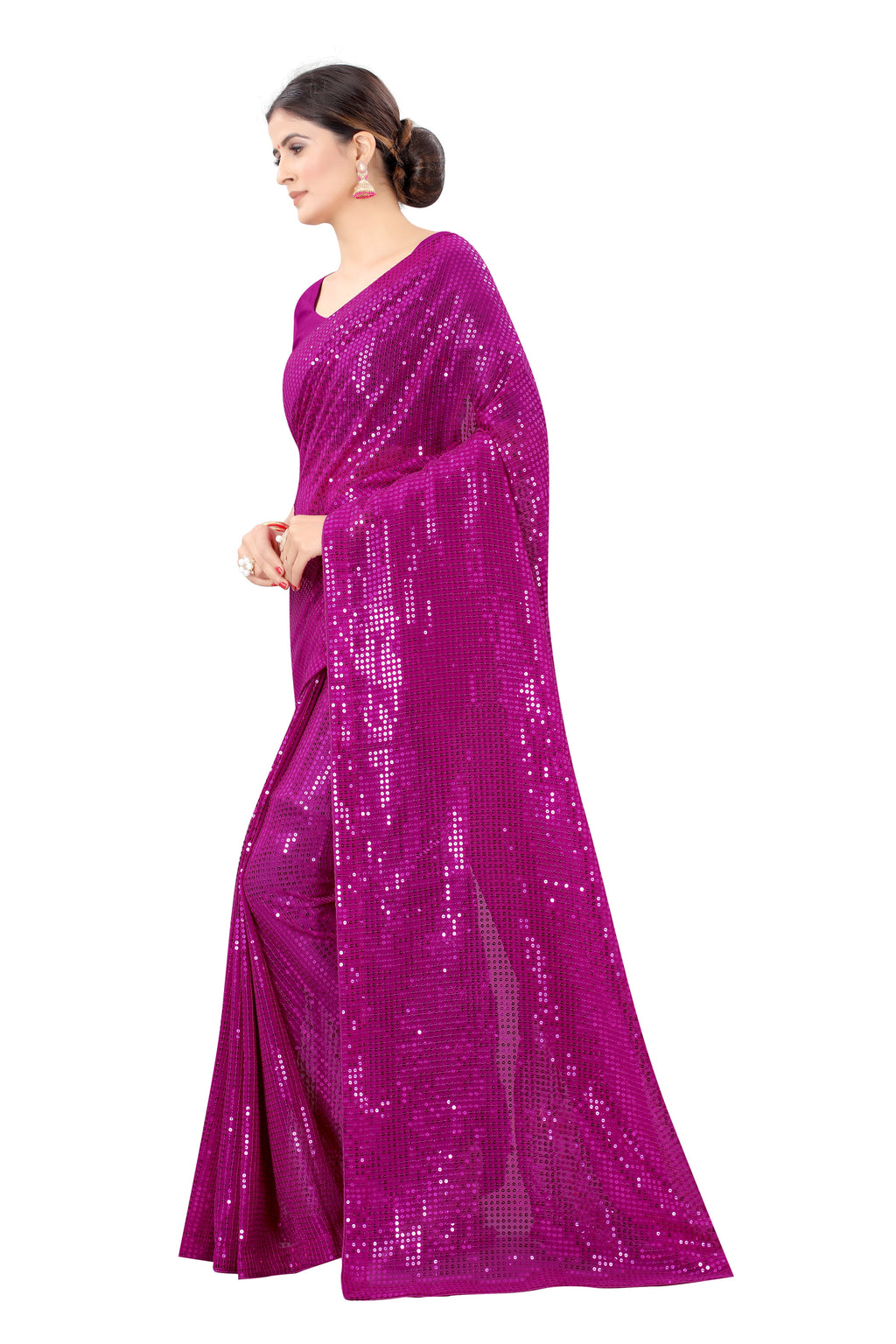 पार्टी वेयर डिजाइनर साड़ी, सीक्वेंस वर्क के साथ