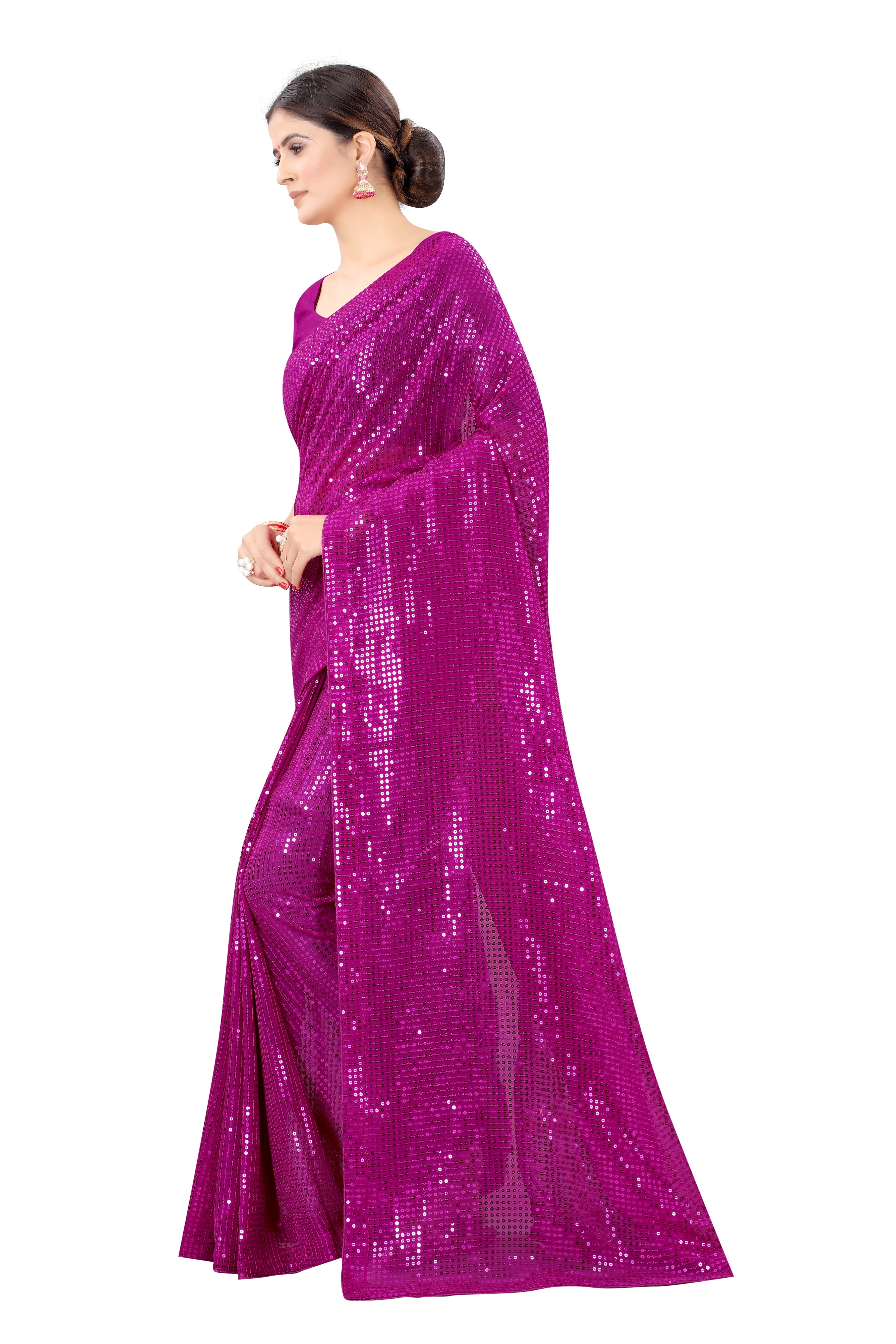 पार्टी वेयर डिजाइनर साड़ी, सीक्वेंस वर्क के साथ