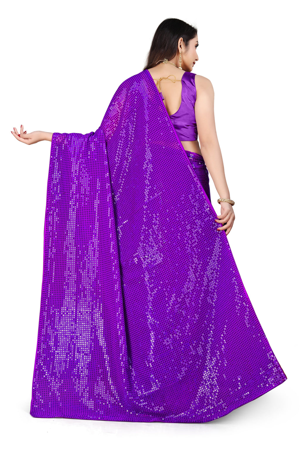 पार्टी वेयर डिजाइनर साड़ी, सीक्वेंस वर्क के साथ