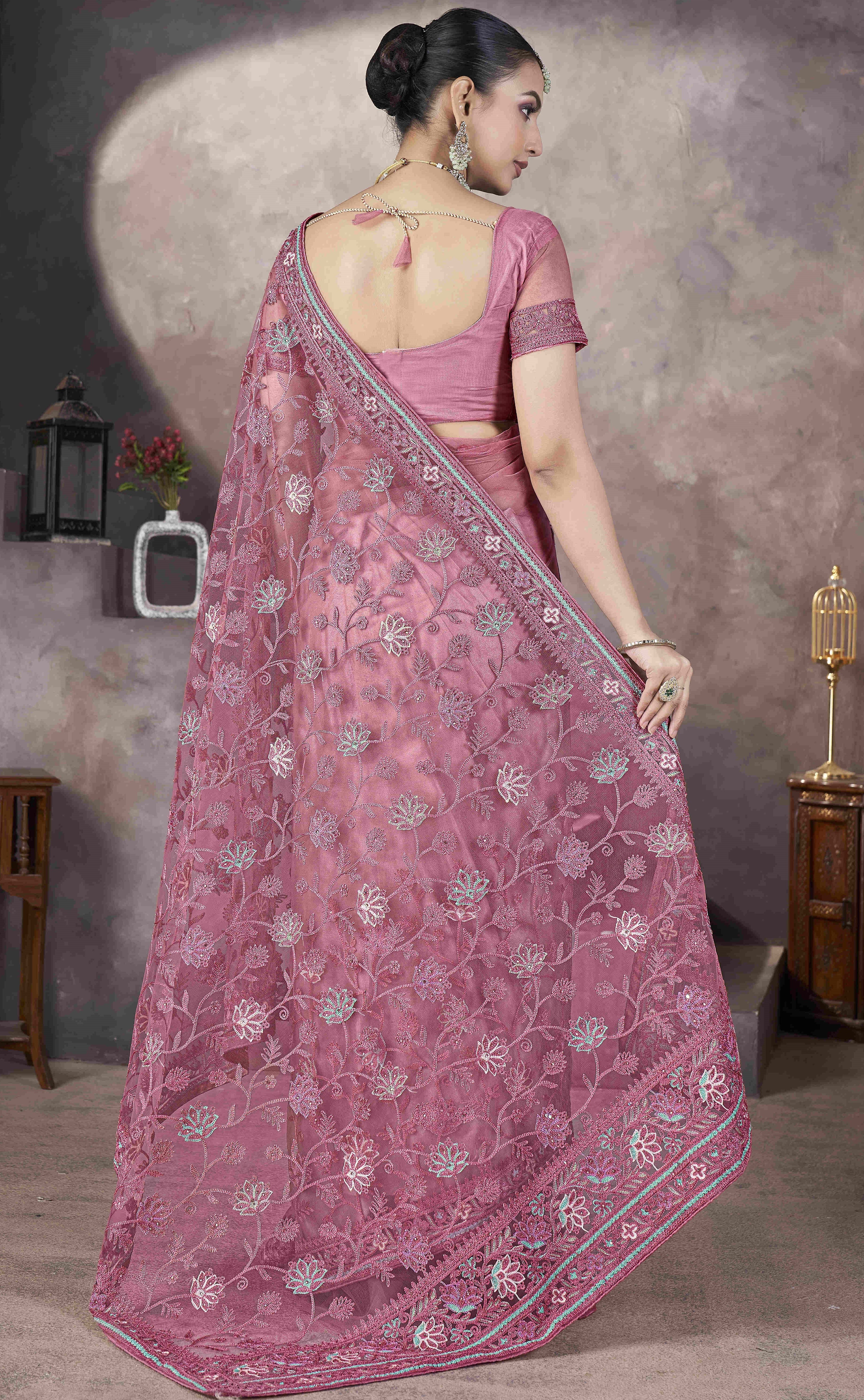 Designer Party Wear Look Embroidery Saree