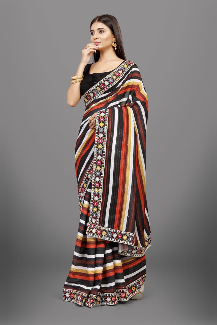 Designer Party Wear Saree With Digital Print