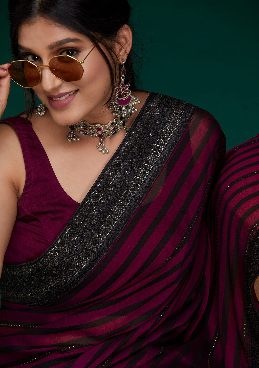 Trending Saree With Sequence Embroidery Work