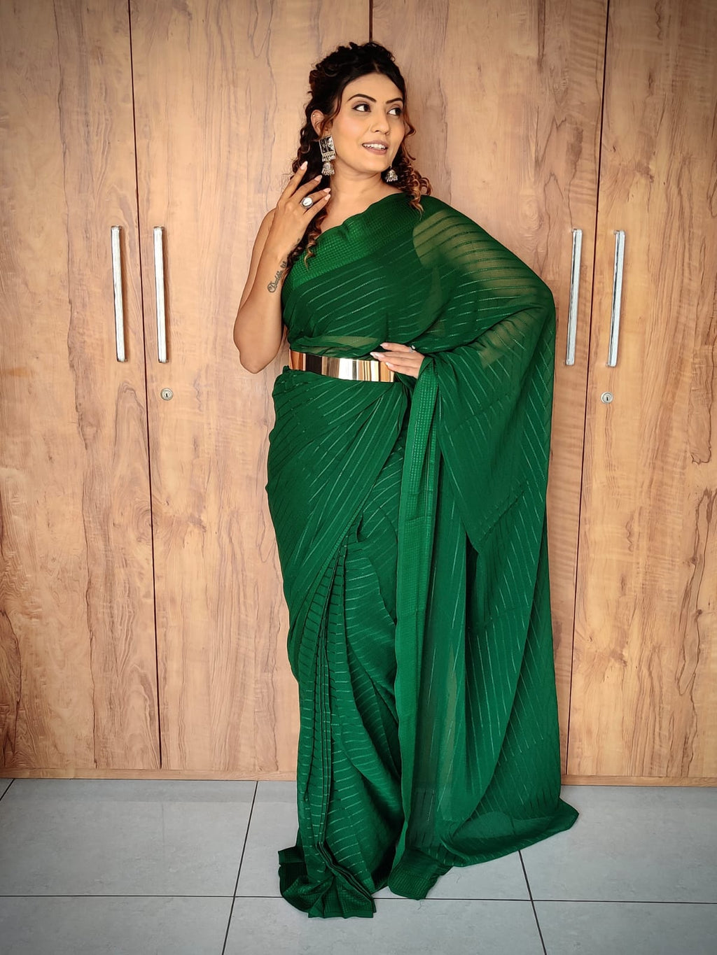 Trending Ready To Wear Saree With Weaving Zari Lining