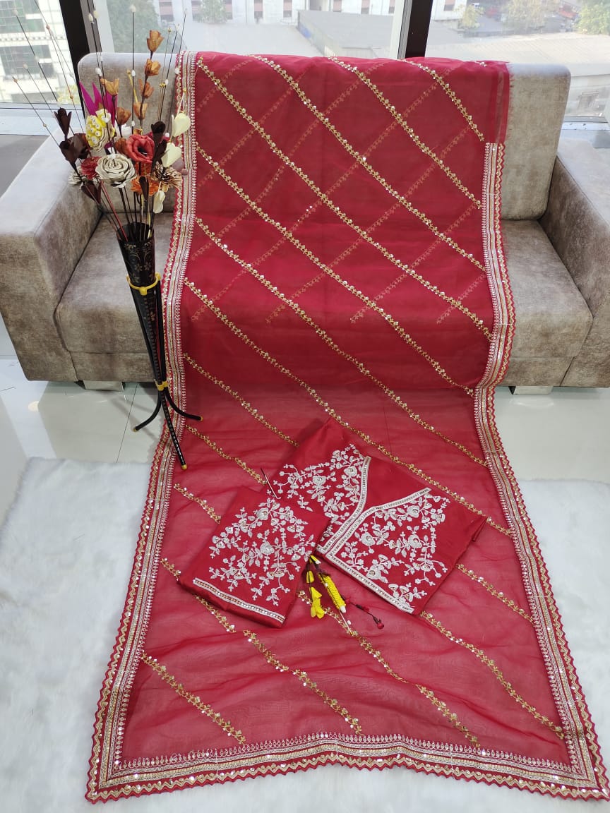 Fancy Saree With Beautiful Sequence & Zari Multi Work