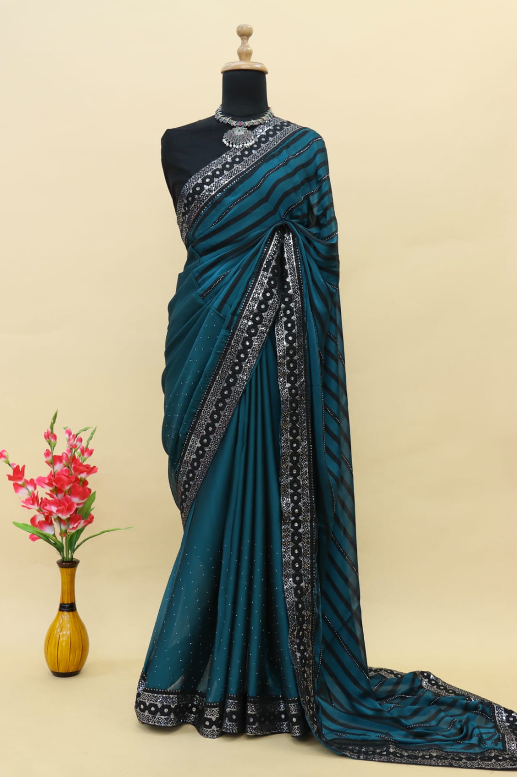Trending Saree With Sequence Embroidery Work