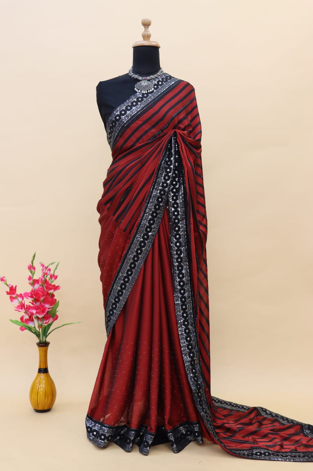 Trending Saree With Sequence Embroidery Work