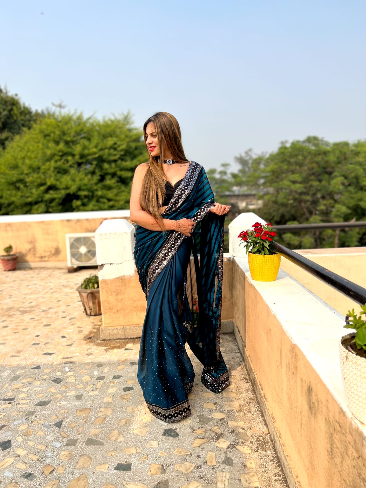 Trending Saree With Sequence Embroidery Work