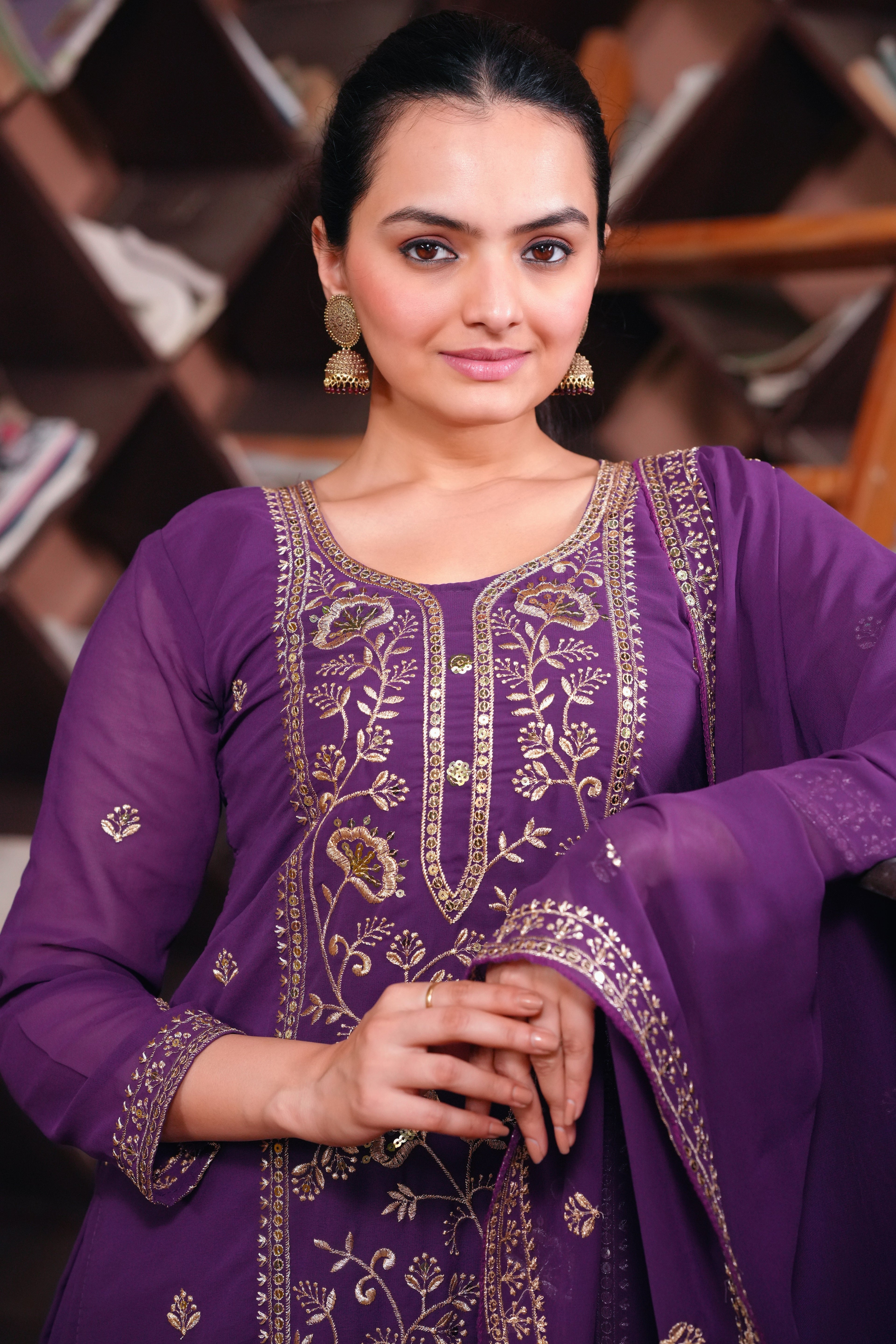 Designer Embroidered Sharara Suit With Sequence Embroidered Work