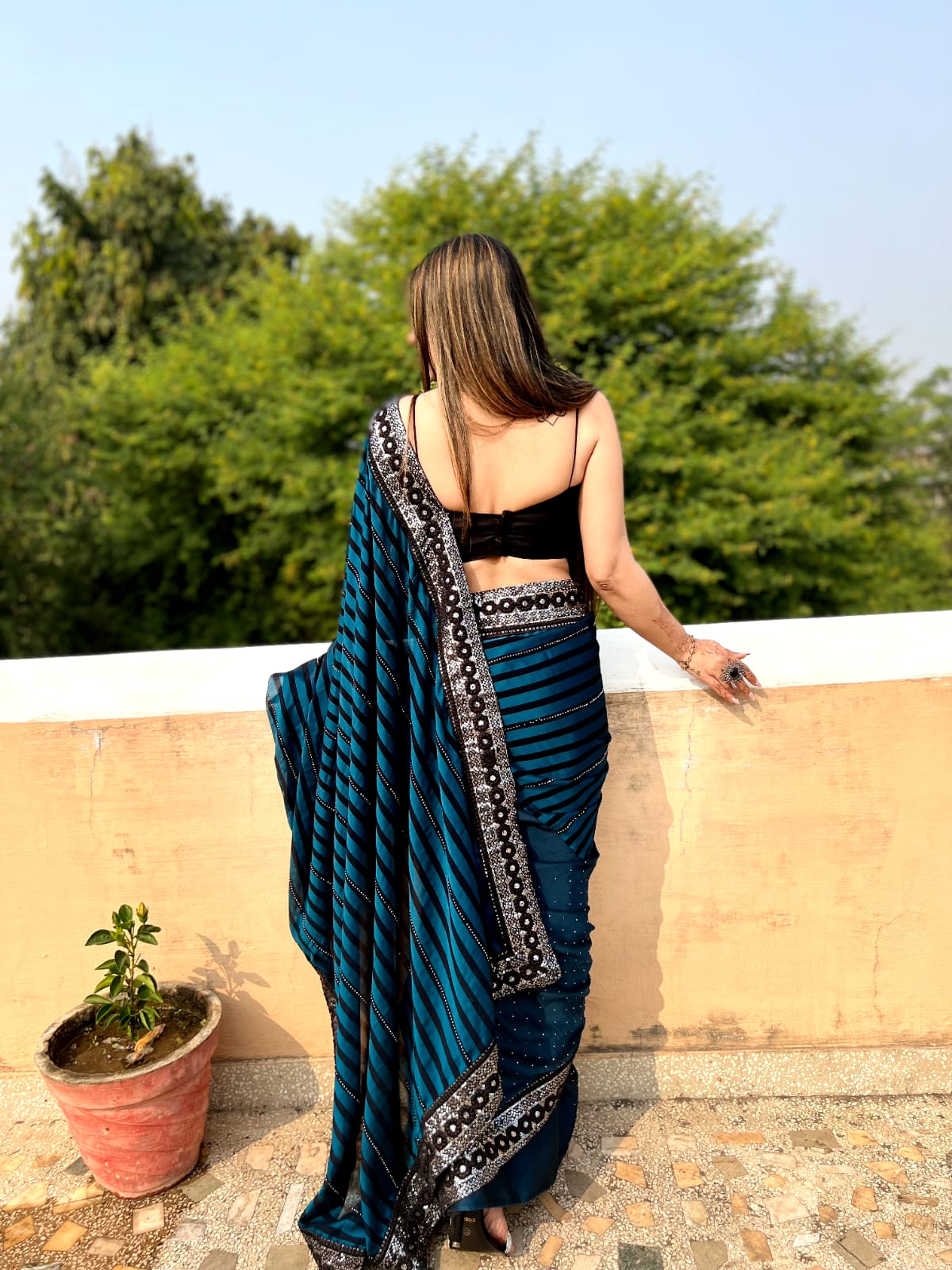 Trending Saree With Sequence Embroidery Work