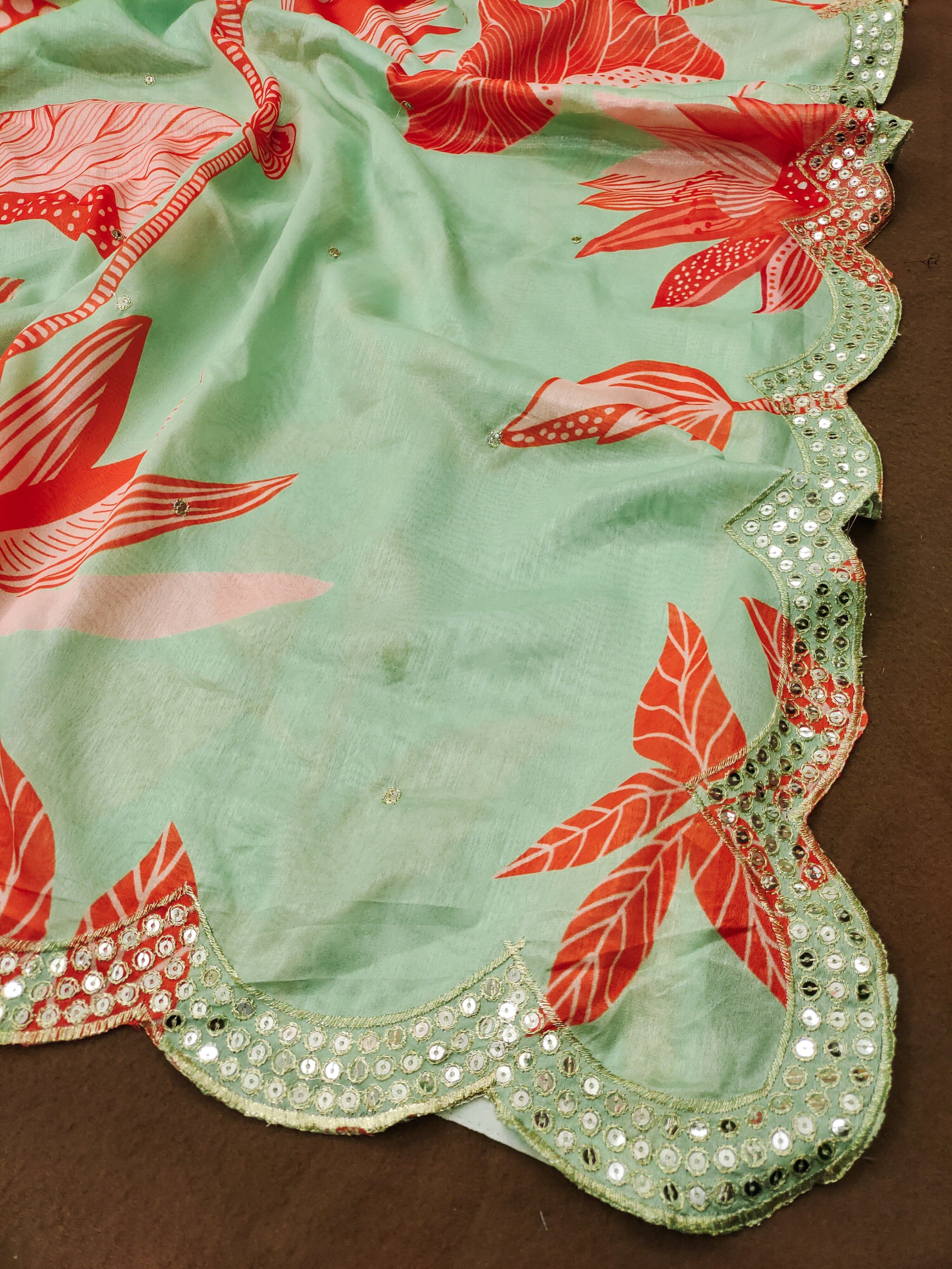 Designer Saree With Sequence Embroidery Work On Border