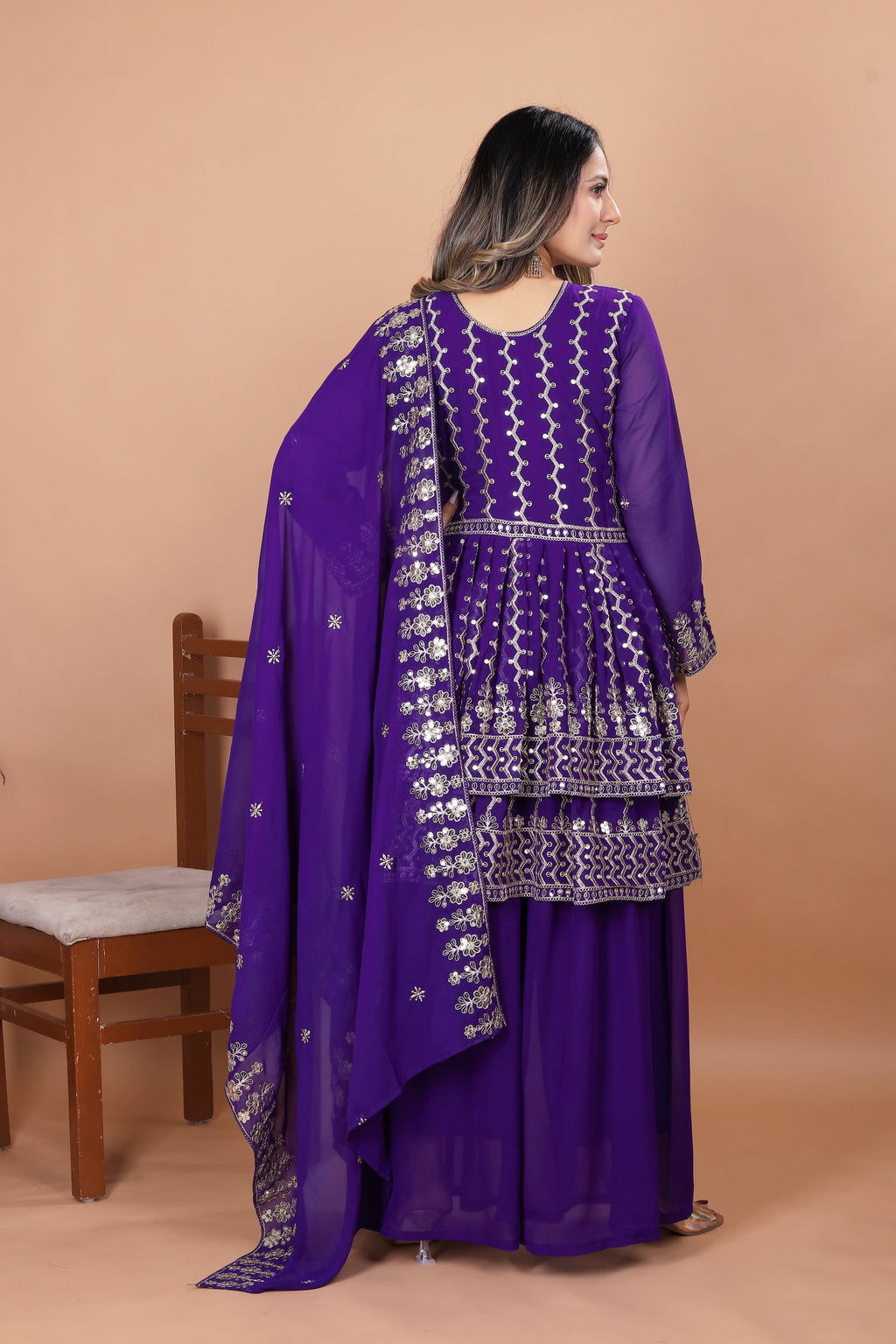 Party Wear Sharara Suit With Sequence Embroidery Work