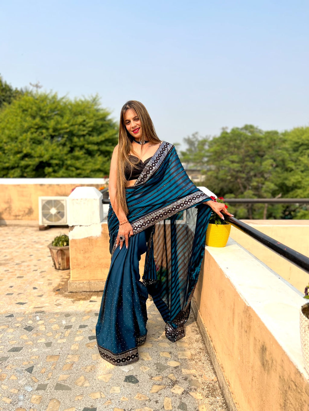 Trending Saree With Sequence Embroidery Work