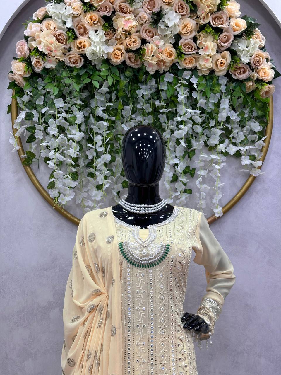 Party Wear Look Suit Set With Thread And Sequence Work