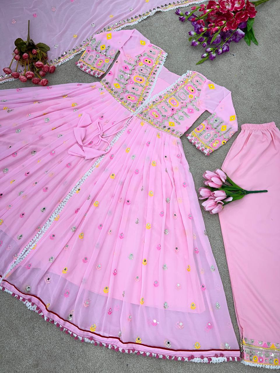 Top-Bottom and Dupatta With Heavy Embroidery Sequence Work