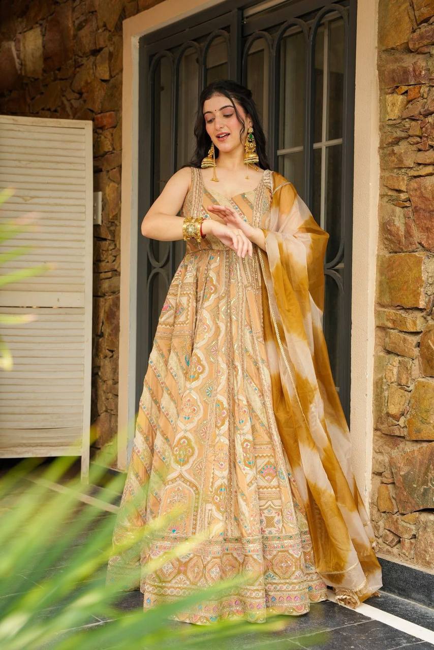 Party Wear Look Designer Gown And Beautiful Dupatta