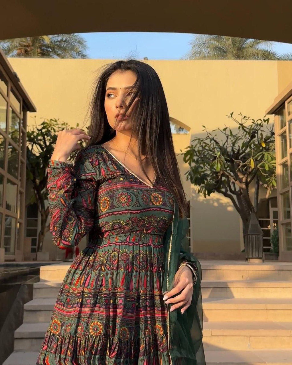 Party Wear Look Designer Anarkali Gown And Dupatta