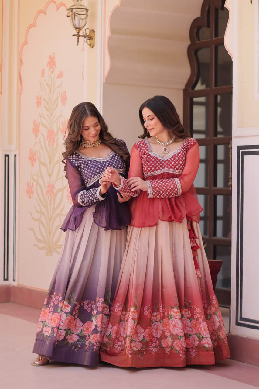 Party Wear Look Beautiful Lehenga Choli With Flower Print