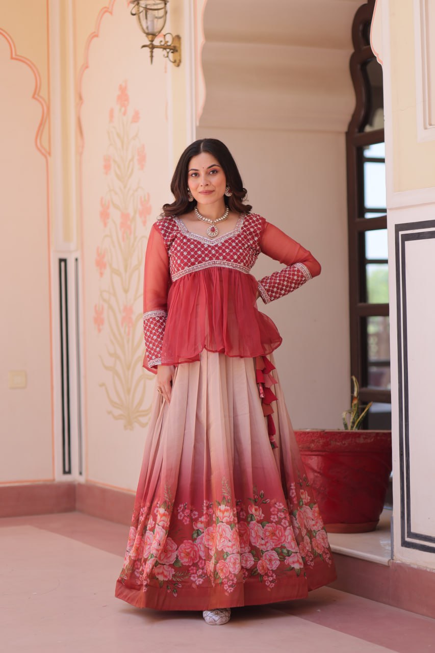 Party Wear Look Beautiful Lehenga Choli With Flower Print