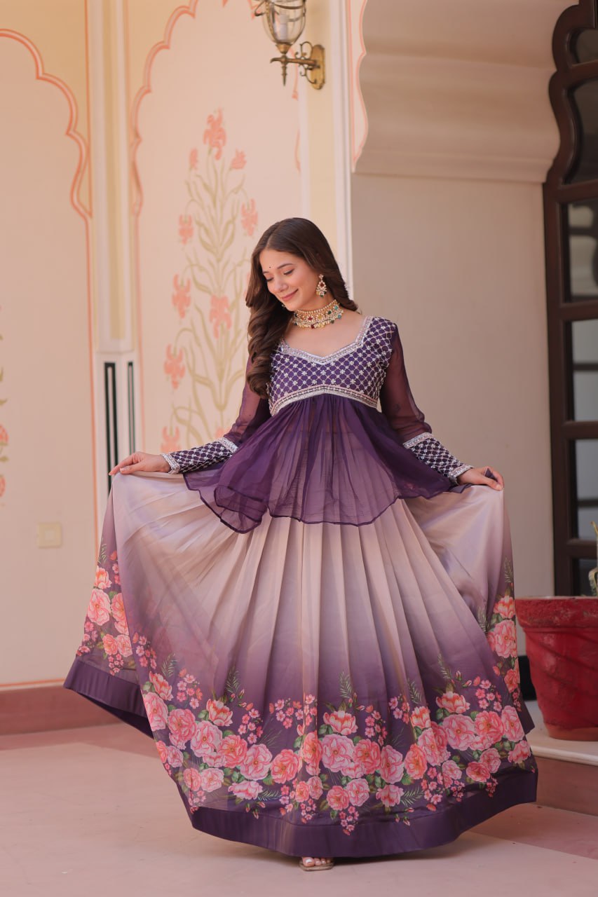 Party Wear Look Beautiful Lehenga Choli With Flower Print