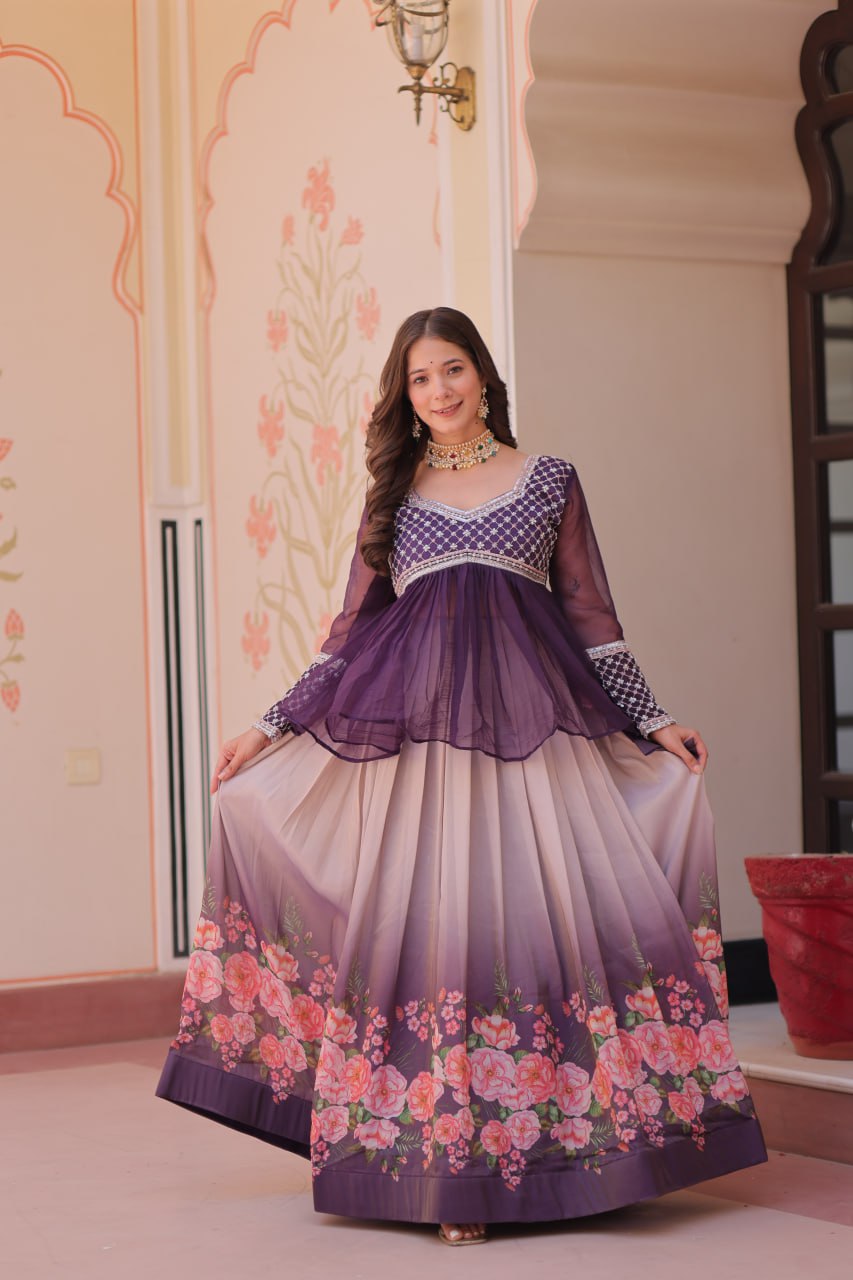Party Wear Look Beautiful Lehenga Choli With Flower Print