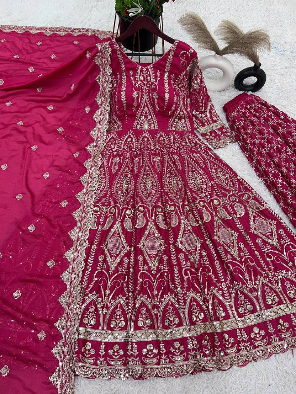Party Wear Look Gown With Sharara With Dupatta