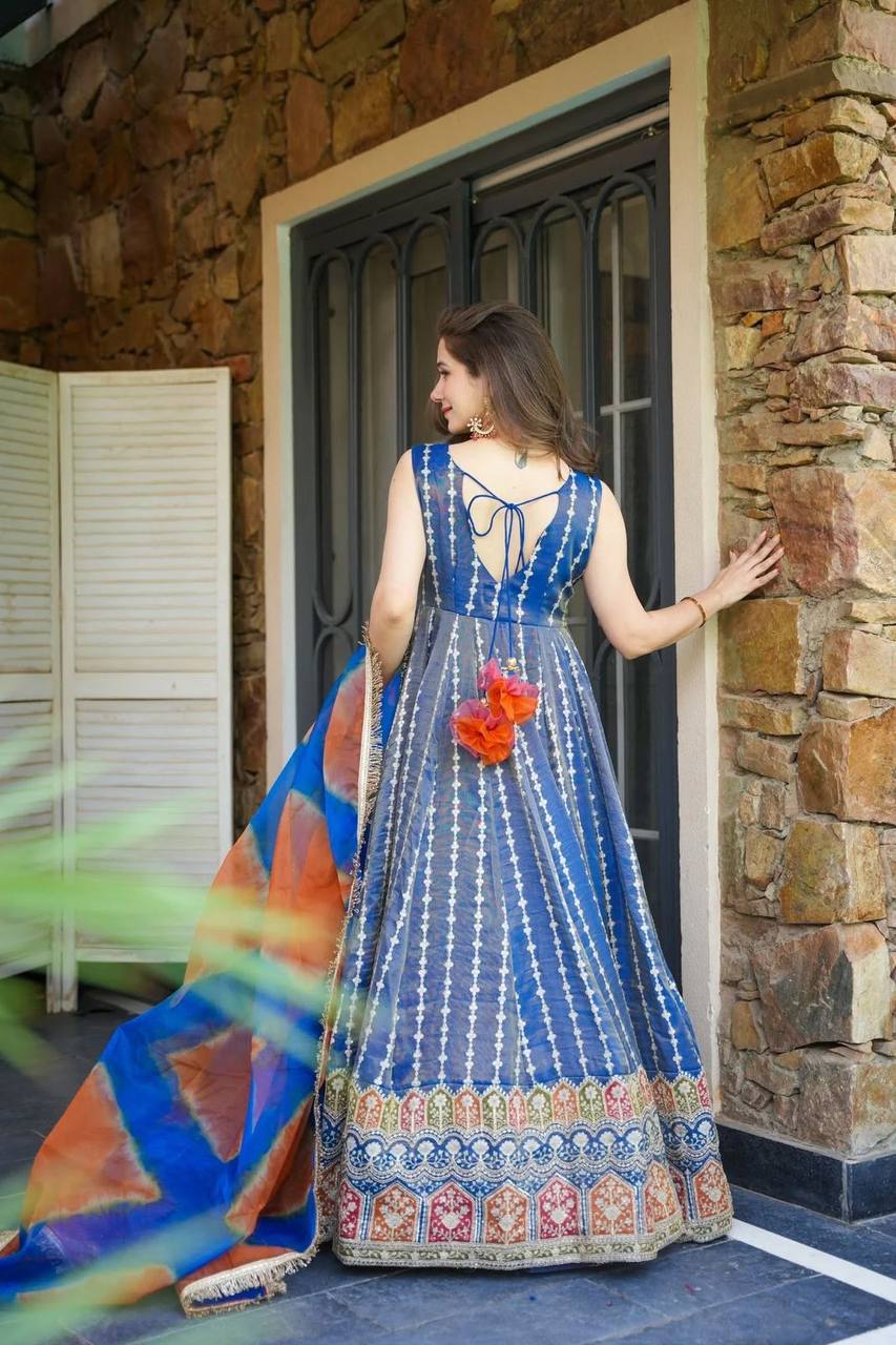 Party Wear Look Designer Anarkali Gown And Dupatta