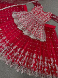 Party Wear Lehenga Top And Dupatta With Embroidery Work With Stone Hand Work