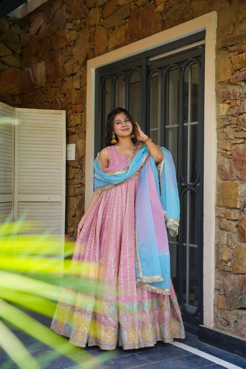 Party Wear Look Designer Gown With Anarkali Gown And Dupatta
