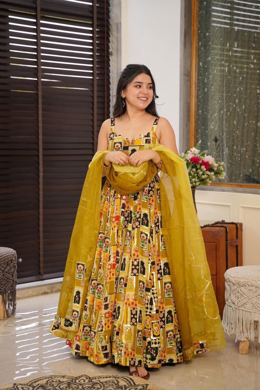 Party Wear Look Designer Anarkali Gown And Dupatta