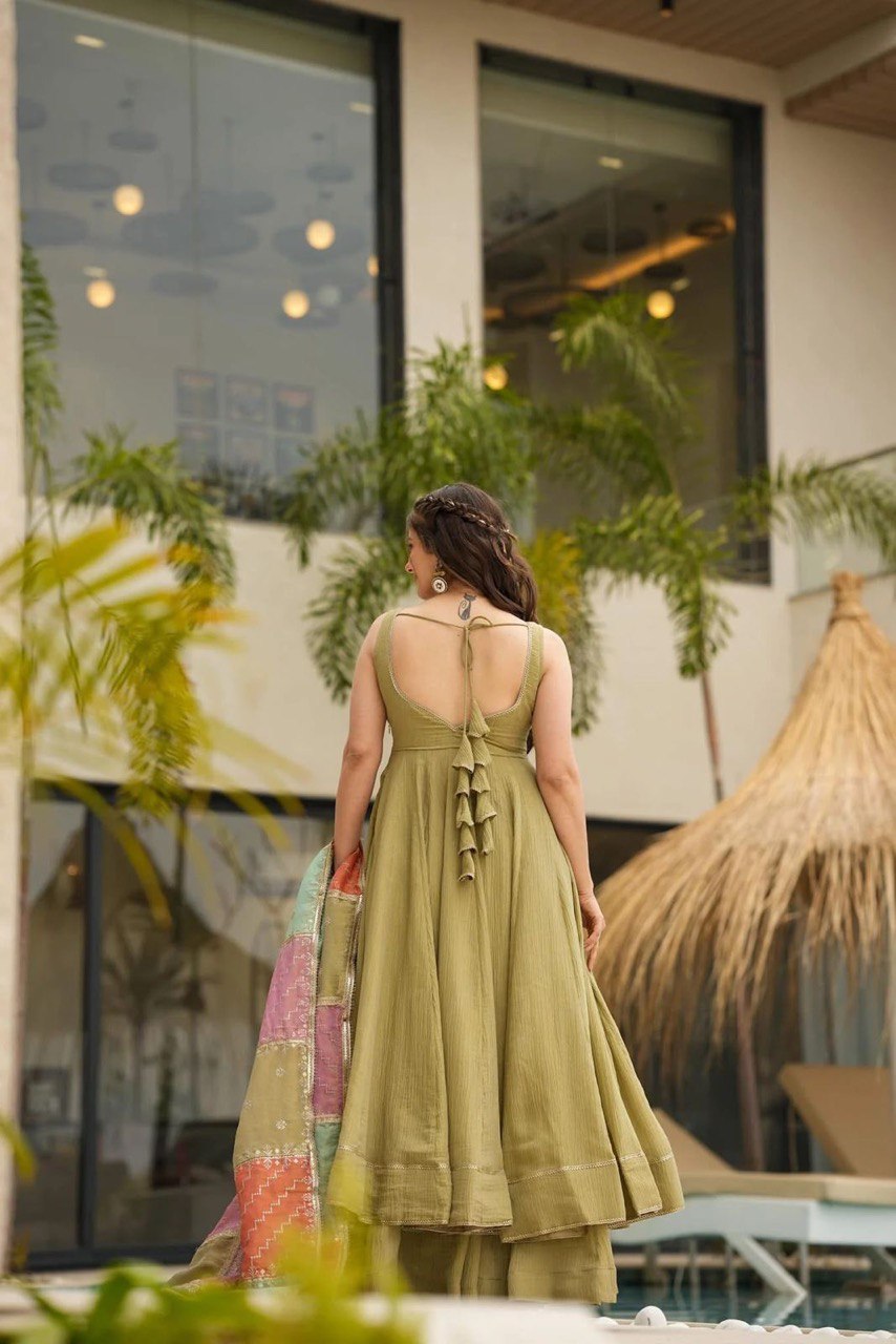 Party Wear Look Beautiful Gown-Bottom And Dupatta