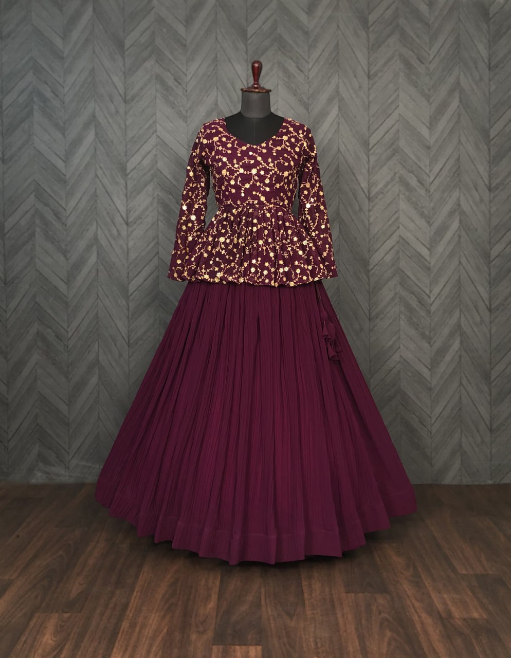 Party Wear Look Top And Lehenga With Sequins And Embroidery Work