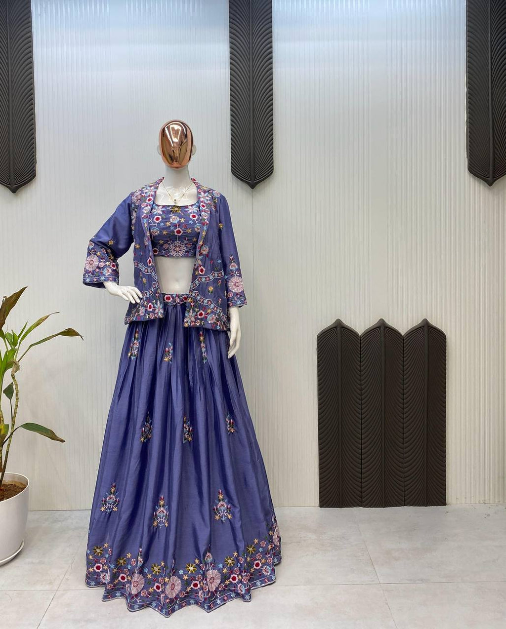 Party Wear Look Designer Koti-Lehenga Choli And Dupatta