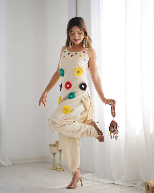 Designer Fancy Look Top And Bottom With Mirror Khatli Work