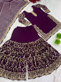Beautiful Top-Gharara And Dupatta Set With Heavy Embroidery Sequence Work