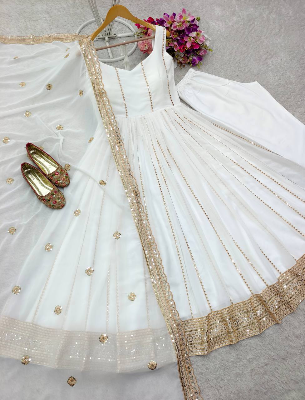 Beautiful Gown -Pent And Dupatta Embroidery Sequence Work