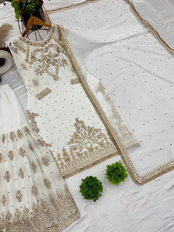 Beautiful Top-Bottom And Dupatta With Heavy Embroidery Sequence Work