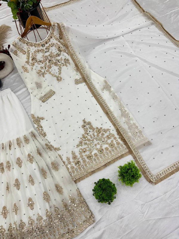 Beautiful Top-Bottom And Dupatta With Heavy Embroidery Sequence Work