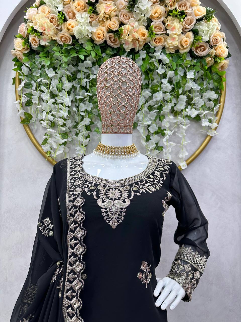 Party Wear Look Suit Set With Thread And Sequence Work