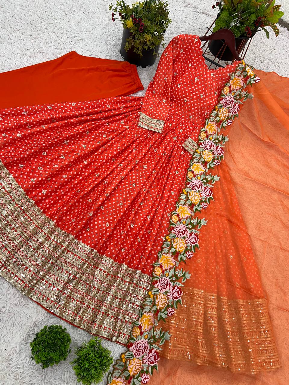 Gown And Dupatta With Heavy Embroidery Sequence Work