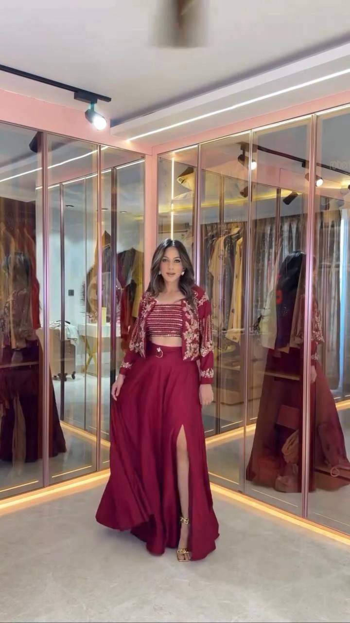 Party Wear Look Designer Lehenga Choli And Koti