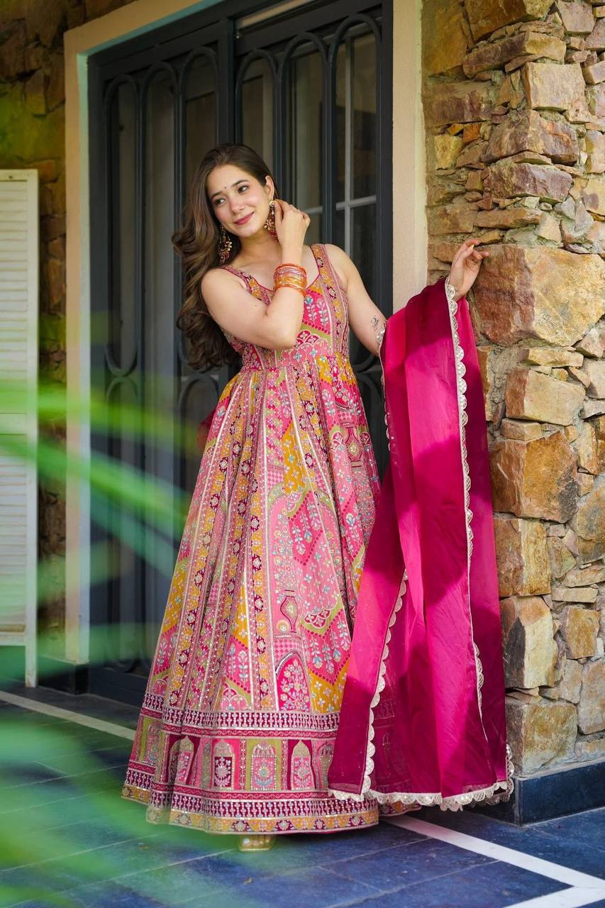 Party Wear Designer Anarkali Gown And Beautiful Dupatta