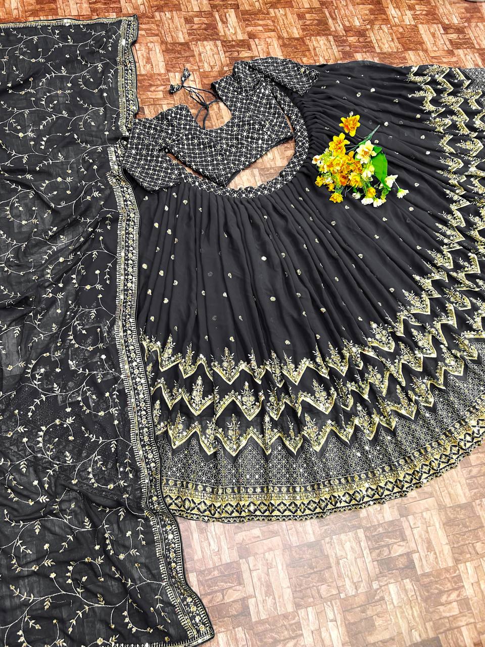 Designer Party Wear Lehenga Choli With Sequence Embroidery Work