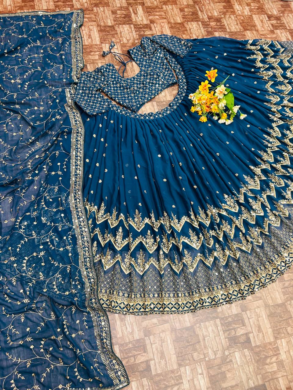 Designer Party Wear Lehenga Choli With Sequence Embroidery Work